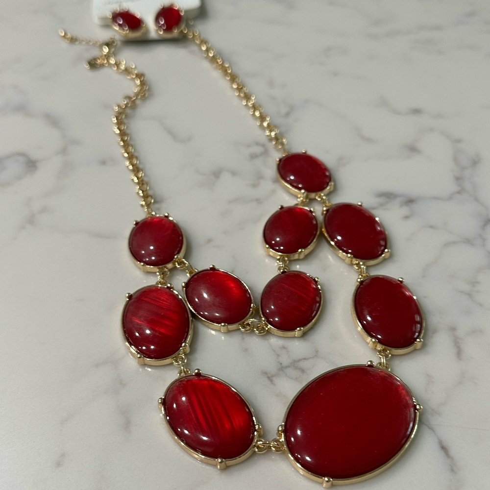 Red necklace and earring set